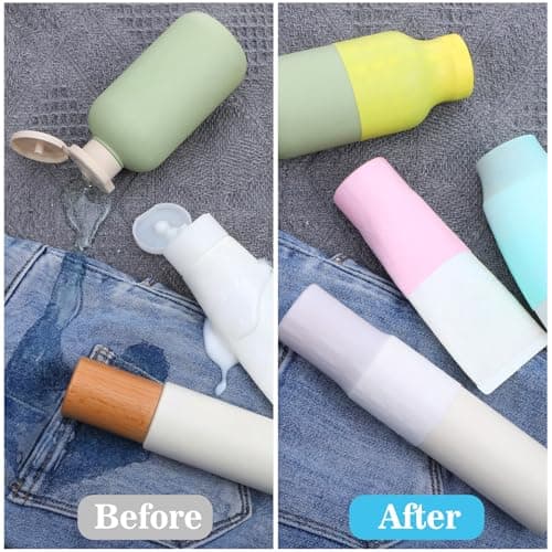 Sibba 10 Pack Travel Essentials Silicone Bottle Covers, Spill Proof Bottle Cover, Leak Proofing Elastic Sleeves, Cruise Essential, Fits Various Travel Size Bottles — view 5