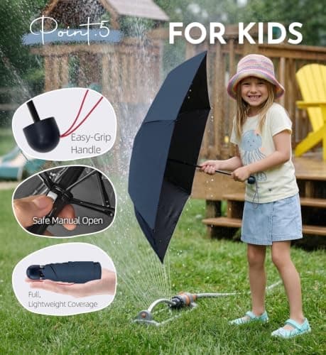 LILAC Compact Travel Umbrella for Purse, Mini Folding Pocket Parasol with Windproof Absorbent Sleeve, UPF 100+ UV Sun Protection, 30% Thickened Alloy Steel Shaft, Double Fiberglass Reinforced — view 6
