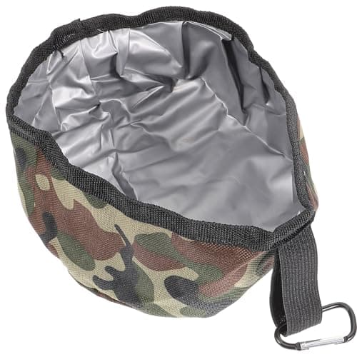 ARTSEWPLY Portable Folding Dog Travel Bowl for Small Dogs, Foldable Oxford Cloth Pet Food and Water Dish, Large Capacity Outdoor Puppy Feeding Bowl with Camouflage Design