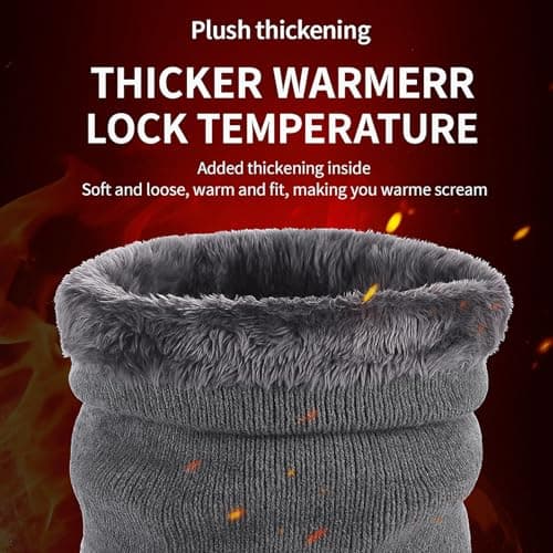 Winter Neck Warmer For Men, Knitted Plush-Lined Snood, Black/Grey, 2-Pack — view 4
