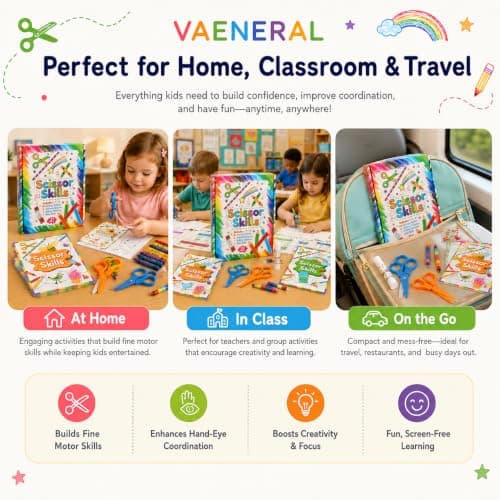 Vaeneral Scissor Skills Activity Set for Kids 3+ | Cutting Practice Kit — view 5