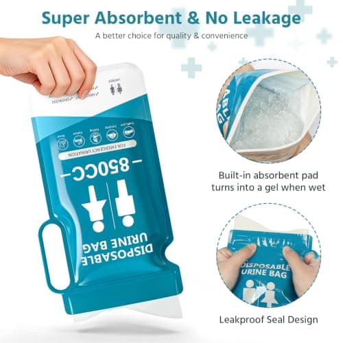 Newthinking Disposable Urine Bags, 850ML Emergency Camping Pee Bags Unisex — view 3