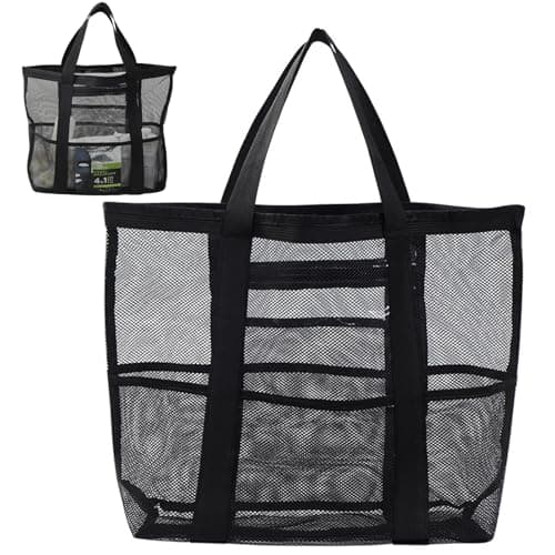 Large Mesh Beach Bag, Large Beach Bag, Extra Large Black Mesh Tote Bag