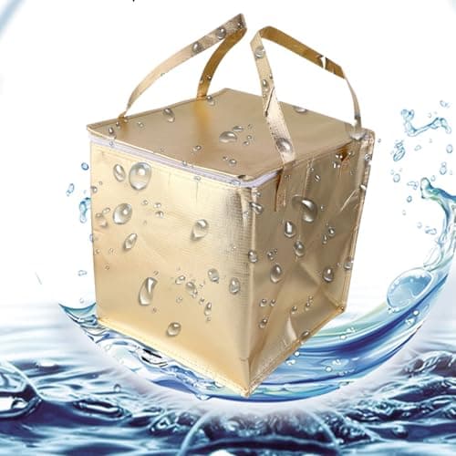 Toyvian Gold Laser Non-Woven Insulated Cake Cooler Bag with Zipper, 10-inch Waterproof Thermal Tote Bag for Travel and Picnic, Handheld Portable Food Storage Cooler — view 4