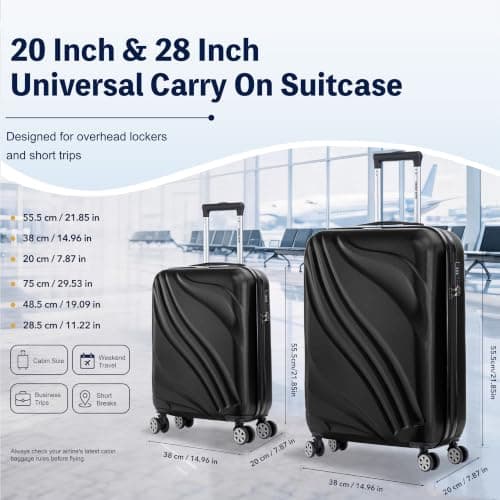 Luggage Depot 2 Piece Suitcase Set, 20 and 28 Inch with TSA Locks, Black — view 2