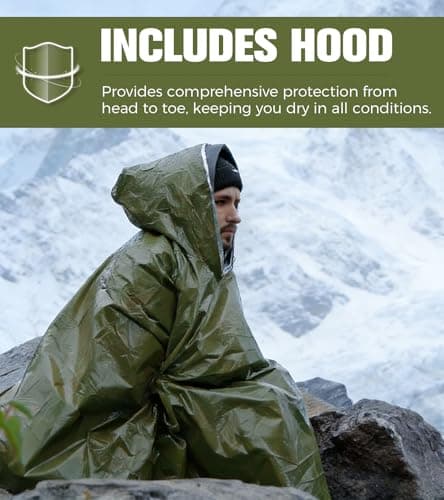 Emergency Survival Rain Poncho with Hood — view 4