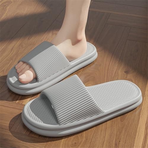 Rackumic EVA Non-slip Bathroom Slides for Couples with Fast Drying Sole Lightweight Comfort Shower Sandals for Home Spa Gym Pool Travel White Size 38-39(36-37 Black) — view 2