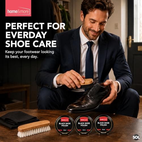 SOL 3pk Black Shoe Polish Kit - Black Boot Polish Kit with 2 Brushes -150ml — view 5