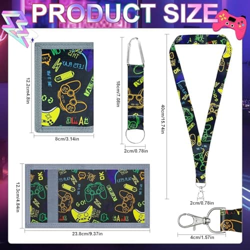 GUOYOU Kids Wallet Tri fold Coin Pocket with Zipper Key Chain and ID Window — view 2