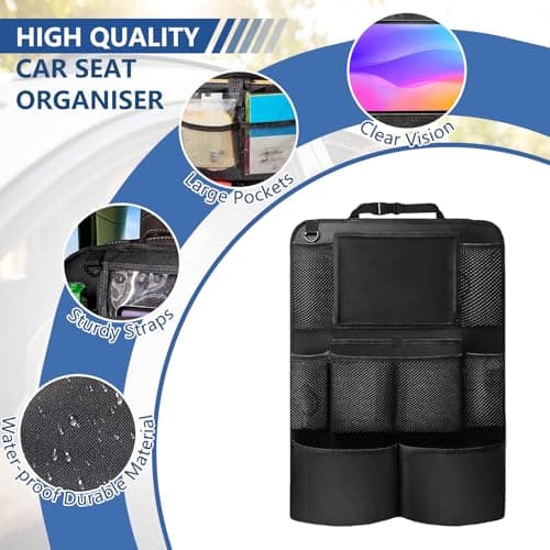 Eidoct 2 Pack Car Seat Organizer, 45x65cm Waterproof Backseat Car Organizer — view 4
