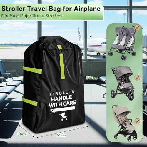 Pram Bag for Airplane, Baby Travel Essentials, Stroller Bag 119H*61W*38D cm — view 3
