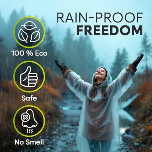 ZENO Disposable Rain Poncho Waterproof with Sleeves - For Adults - Rain Coat with Hood, Pack of 4 - for Women and Men - Hiking, Camping - Drizzle Edition — view 6