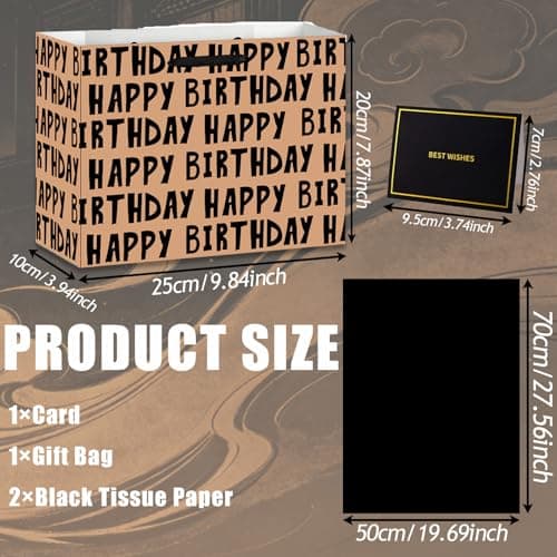 AIKOBAA Birthday Gift Bag – Large Happy Birthday Bag for Men Boys – Gift Bags for Men with Black Tissue Paper & Greeting Card – Birthday Gift Bags for Him — view 2