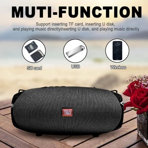 T&G Ourdoor Bluetooth Speaker,20W Loud Wireless Speaker with Shoulder Strap, FM Radio, TF/USB Support, IPX5 Waterproof,Large Boombox For Camping, Hiking, Party, Gift For Men — view 2