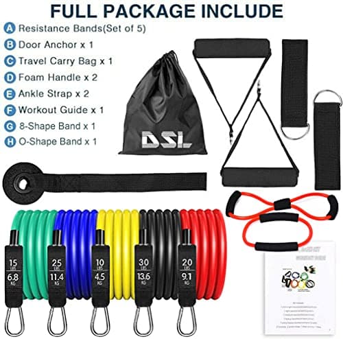 DSL Resistance Bands Set, 14 Piece Home Gym Kit Up to 100lbs — view 5