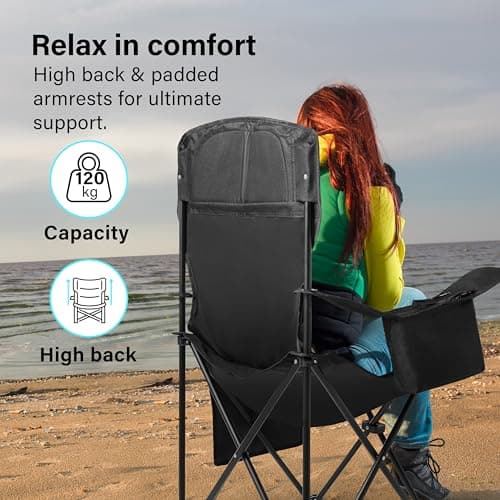 Vivo Technologies Camping Chair with Cooler Bag and Cup Holder Lightweight 120kg Capacity Foldable Fishing Chair Perfect for Fishing, Picnics, Travel, and Outdoor Adventures. — view 5