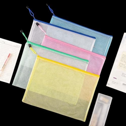 A5 Plastic Wallets File Folder Zip Lock Bags Document Wallet File Zipper Bags for Office Home School Supplies 5Pcs — view 3