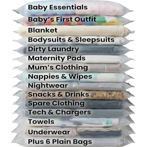 21x Maternity Hospital Bag Organiser Pouches, Includes Planner Book, Large Zip Lock Bags For Maternity Essentials And Baby or Mother, Pregnancy Hospital Bag | Pregnancy Essentials | Baby Shower — view 4
