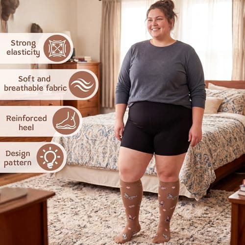 Zuimei 4 Pair 15-20 mmHg Plus Size Compression Socks for Women Men — view 6