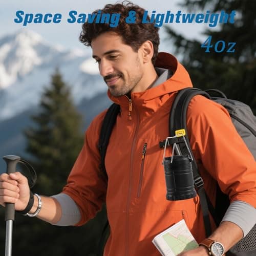 U+U 2 Pack Camping Lanterns, Portable Camping Lights Battery Powered, Collapsible Camping Lanterns, Camping Lamp for Outdoor Emergency Tent, Black — view 5