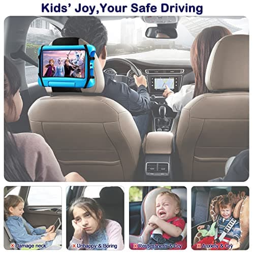 ViMOQi Car Tablet holder for kids,ipad Holder for Car Headrest,360° Adjustable Tablet Car Mount for Back Seat,Anti-Slip Strap and Holding Silicone Net for Kindle,iPad,Galaxy Tab,7~11" Screen Devices — view 6