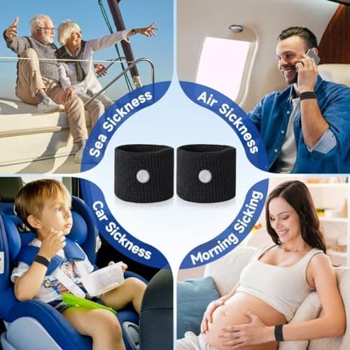 MEIYYJ Travel Sickness Bands for Adults and Kid Anti Nausea Wristbands for Motion & Morning Sickness Relief Bands for Pregnant Wowen Acupressure Nausea Relief for Car, Sea, Air Sickness(5Pairs) — view 6