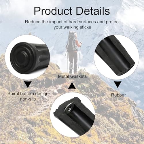 4Pcs Hiking Poles Rubber Buffer, 11mm Non Slip Walking Pole Rubber Tips — view 3