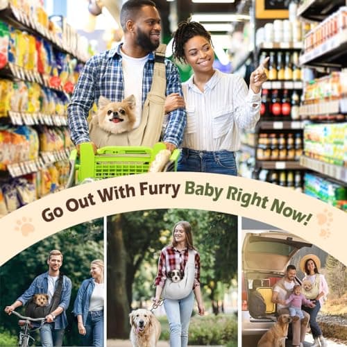 Pawaboo Small Dog Sling Carrier,for 3-10 lbs Pets, Light Khaki — view 6