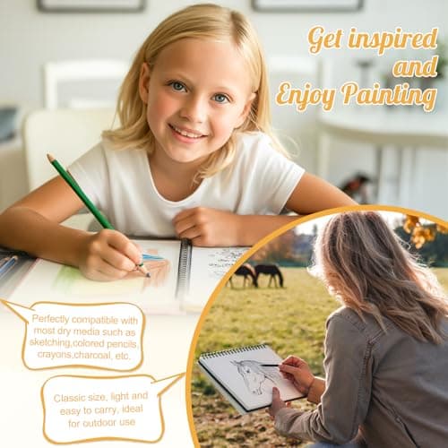 A4 Sketch Book for Kids, 160gsm Hardcover Spiral Drawing Pad, 60 Sheets — view 6