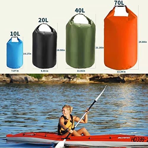 10L/20L/40L/70LWaterproof Dry Bag, Lightweight Canoe Bags Storage Bags,Dry Sacks Waterproof Bags for Kayaking Rafting Boating Hiking Camping Travel Fishing Sea Swimming Boating (Blue, 20L) — view 3