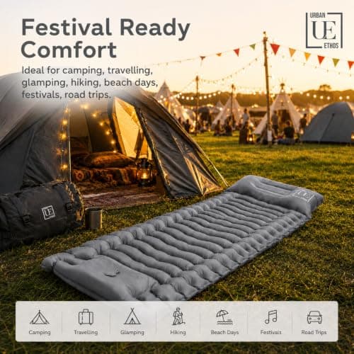 Urban Ethos UK 10cm Inflatable Camping Sleeping Mat with Foot Pump & Pillow — view 6