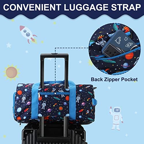 Kids Travel Duffel Bag Boy,19L Sport Bag with Wet-Dry Shoe Pocket,Space — view 5