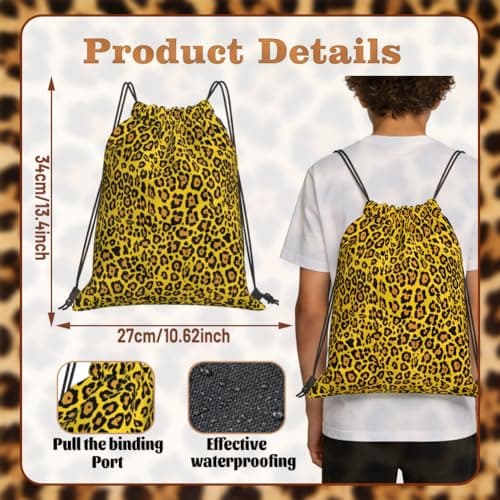 KAOVCXR Leopard Print Beach Towel for Adults, Large Soft Leopard Sand Towel with Drawstring Bag, Travel Pool Swimming Sports Shower Sand Free Quick Dry Bath Towel for Pool, Beach, Yoga- 150x75cm — view 3