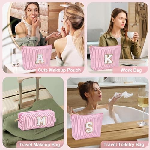 Parima Birthday Gifts for Girls - Personalized Initial Cute Pink Cosmetic Makeup Bag Pouch Make Up Bags Travel Toiletry Bag for Her Mom Girlfriend Wife Teacher 18th Birthday Gifts for Girls H — view 5
