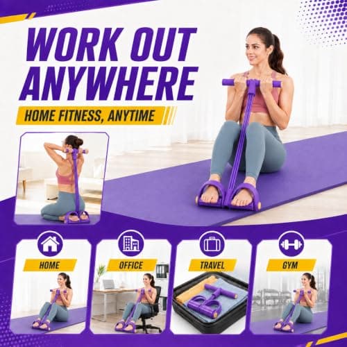 6 Tube Resistance Band with Pedal - Elastic Sport Home Fitness Elastic Stretcher with Non-Slip Handles for Abdominal and Full Workout — view 2