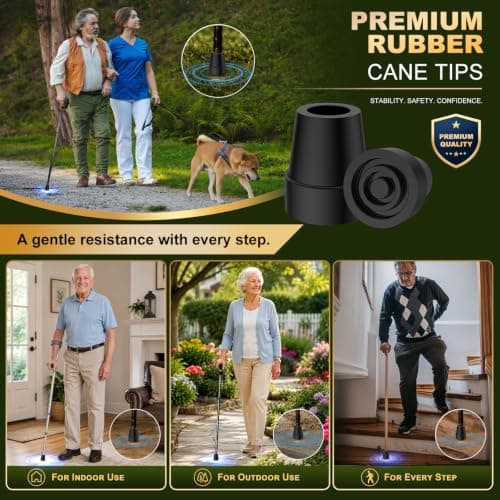 supregear Rubber Ferrules (4-Pack), 19mm Replacement Rubber End Caps for Walking Cane & Sticks Foot Pad Accessory, Black — view 6