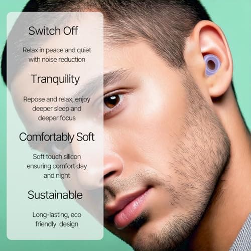 Deciboo Sleep Earplugs – Noise Cancelling Ear Plugs for Snoring, Flying & Swimming | Ultra-Comfy Reusable Soft Ear Plugs for Travel, Airplane Pressure Relief & Noise Sensitivity – 26dB Noise Reduction — view 2