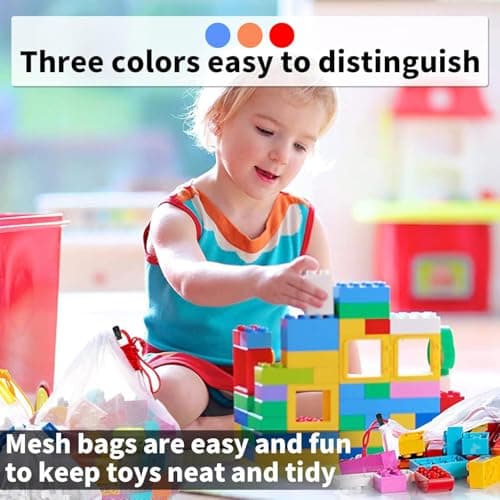 Reofrey 12 Pcs Toy Storage & Organization Mesh Bags, Bath Toy Storage with Drawstring, Washable Mesh Friendly See Through, for Fruit, Vegetables, Grocery, Shopping, Toys, 3 Various Sizes — view 5