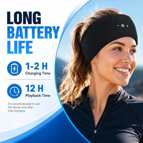 ZRUHIG 2-Pack Sleep Headphones Headband, Black & Grey — view 3
