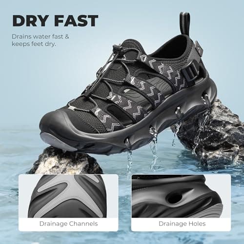 NORTIV 8 Water Shoes Hiking Sandals for Men,Black,M13/L14.5 — view 3