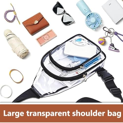 KASESSS Clear PVC Sling Bag, Stadium Approved Transparent Crossbody Chest Bag, Fanny Pack for Women Men with Adjustable Strap, Water Resistant Waist Pack for Concerts Sports Travel Daily Use — view 6