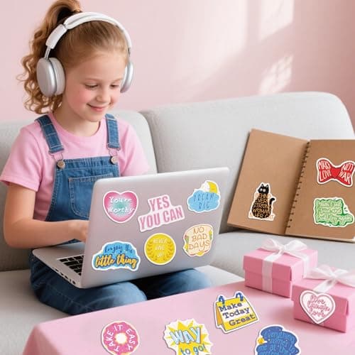 100 Pcs Motivational Stickers, Aesthetic Vinyl Decals with Inspirational Quotes for Laptop Scrapbook Suitcase Water Bottle Students Rewards — view 5