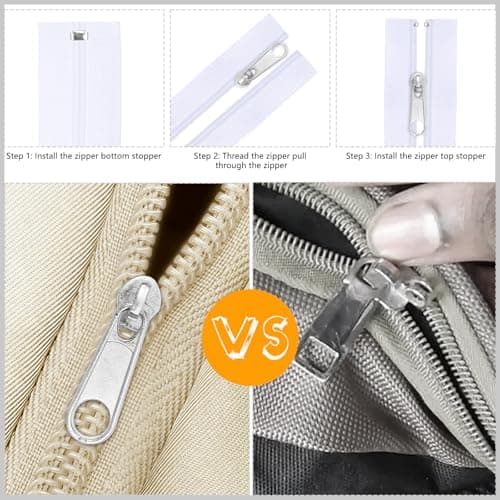 DOITEM 25Pcs Silver Zipper Repair Kit Zippers Replacement 3# Zipper Pull Rescue Kit for Clothing Jackets Purses Luggage Backpacks — view 3