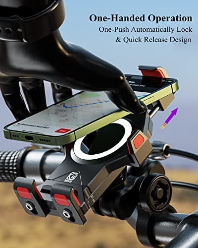 BRCOVAN Aluminum Alloy Motorcycle Phone Mount with Vibration Dampener & High-Speed Secure Lock, Anti-Theft Handlebar Smartphone Holder for Bike, Scooter, ATV, 4.7-7.2'' — view 6