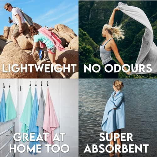 Dock & Bay Beach Towel - Quick Dry, Sand Free - Compact, Lightweight - 100% Recycled - Includes Bag - Essential - Deep Sea Navy - Large (160x90cm, 63x35") — view 5