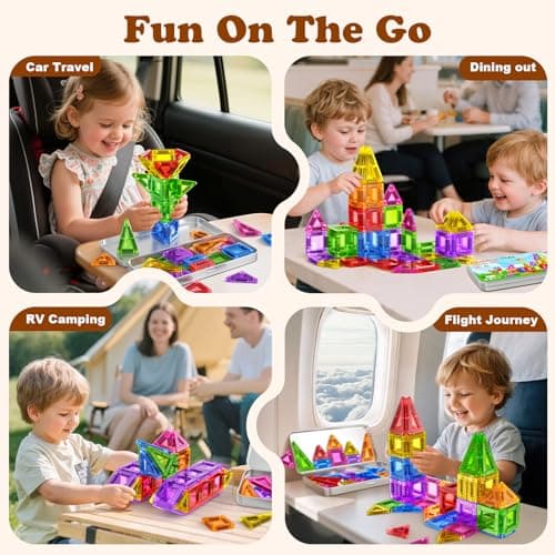 Kaysaitoy Mini Magnetic Tiles for Kids Travel 42PCS Magnetic Building Block — view 4