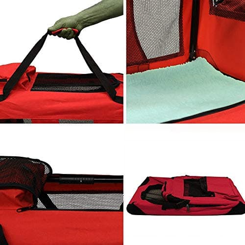 Petbarn Portable Soft Fabric Pet Carrier Folding Dog Cat Puppy Travel Transport Bag (Small, Red) — view 6