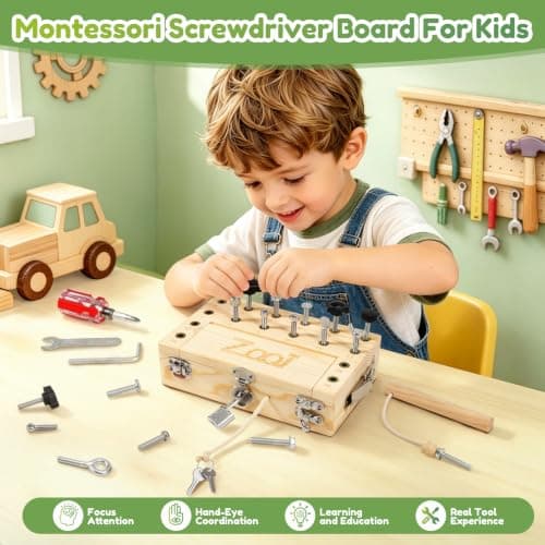 ZOOI Montessori Toys for 3 Year Olds,Montessori Busy Board with Screwdriver — view 2
