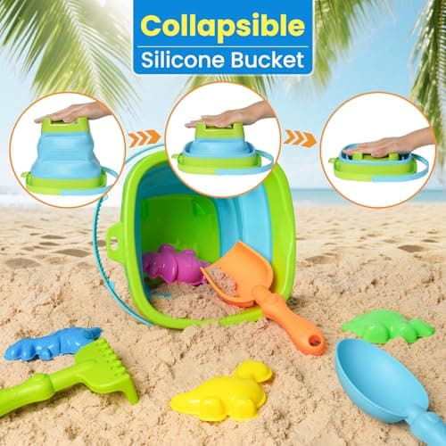 Collapsible Kids Beach Toys Set,Foldable Kids Bucket and Spade Set — view 3