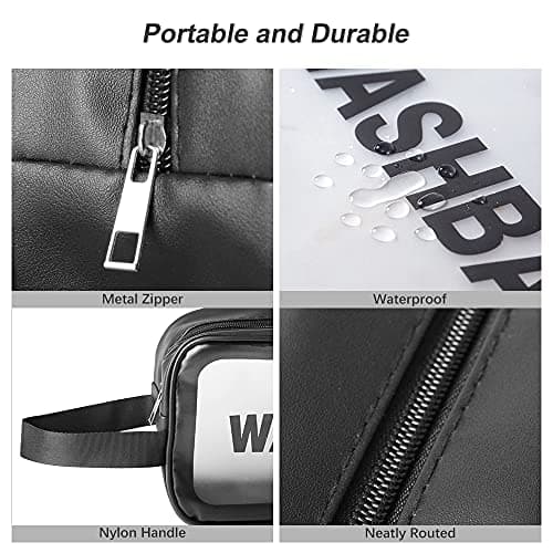 Clear Toiletry Bag, Waterproof PVC Clear Makeup Bags, Portable Travel Toiletry Bag Cosmetic Bag for Women & Men Traveling Accessories Organizer Wash Bag with Zipper Handle (Black) — view 5